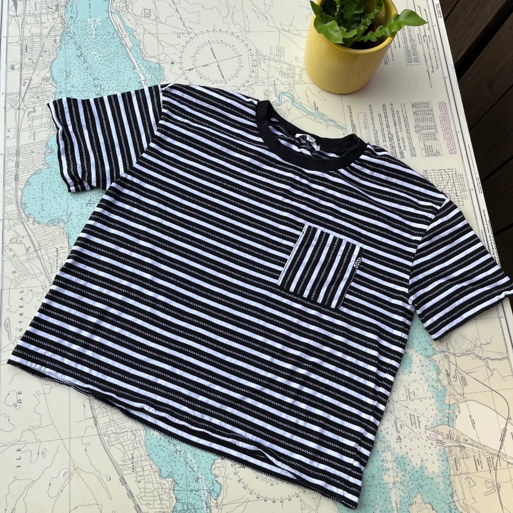 Vans Cropped Striped Oversize Tee